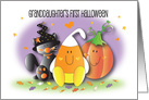 1st Halloween for Granddaughter, Candy Corn, Pumpkin & Black Cat card