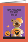 1st Halloween for Little Boy, Jack O’ Lantern Bear & Pumpkin Pull Toy card