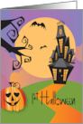 First Halloween with Haunted House on Hill with Jack O’ Lantern card