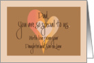 Father’s Day Dad, From Daughter & Son in Law with Hearts card