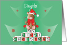 First Christmas for Daughter, Bear on Blocks with Santa Hat card