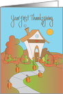 First Thanksgiving, with Fall Colored Cottage with Heart card