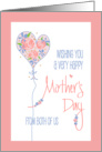 Hand Lettered Mother’s Day from Both of Us with Heart-Shaped Balloon card