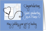 Graduation from Nursing School with Cross & Stethoscope card