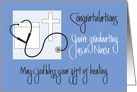 Graduation from Nursing School with Cross & Stethoscope card