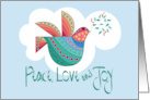 Hand Lettered Christmas Peace Love and Joy Decorated Angel Dove card
