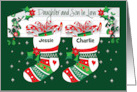 Christmas for Daughter and Husband Stockings with Custom Names card