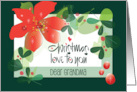 Hand Lettered Christmas Love to You Dear Grandma Poinsettia and Holly card