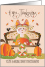 Hand Lettered Thanksgiving for Granddaughter Scarecrow Girl on Bench card