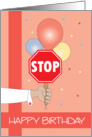 Birthday for School Crossing Guard, Stop Sign with Balloons card