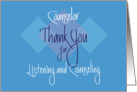 Thank you Counselor, For Listening & Counseling card