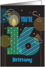 16th Birthday You’re 16 with Candle Large Numbers Balloon Custom Name card