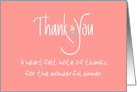 Floral Thank You for Dinner, Custom Personalization on Card