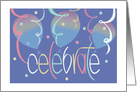 Hand Lettered Congratulations with Celebrate Joy Balloons & Confetti card