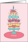 Birthday 70 Year Old Custom Personalized Name Stacked Cake card