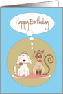 Birthday for Pet Groomer, Dog and Cat with Pink Bows card