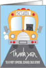 Hand Lettered Thank you to Bus Driver with Bright Yellow School Bus card