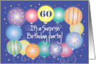 Surprise 60 Year Old Birthday Party Invitation with Balloon Border card