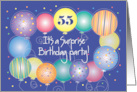 Surprise Birthday Party for 55 Year Old with Balloon Border card