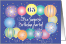 Surprise Birthday Party for 65 Year Old with Balloon Border card