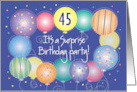 Surprise Birthday Party with Custom Age and Balloon Border card