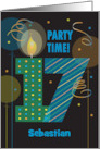 Party Time Birthday Party Invitation 17 Year Old Balloons Custom Name card