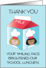 Thank you for School Lunch Worker, with Milk Carton card