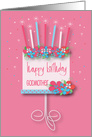 Hand Lettered Birthday for Godmother, Floral Birthday Cake & Candles card