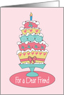 Birthday for Friend, Stacked, Floral and Ribboned Cake card