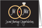 Second Marriage Congratulations, Wedding Rings and Heart card