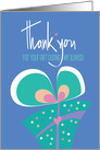Thank you for Gift During My Illness, Polka Dot Gift with Bow & Heart card
