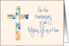 Anniversary of Religious Life of Nun, Stained Glass Cross card