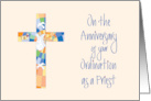 Anniversary of Ordination of Priest, Stained Glass Cross card