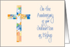 Anniversary of Ordination of Bishop, Stained Glass Cross card