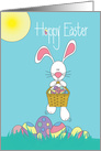 Easter, Hoppy Easter, Bunny Hopping Over Colored Easter Eggs card