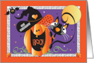 Halloween Great Granddaughter Black Cat and Boo Jack O Lantern card