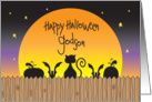 Halloween for Godson, Cat and Pumpkin Silhouettes on Fence card