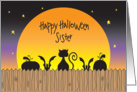 Halloween for Sister, Cat and Pumpkin Silhouettes with Full Moon card