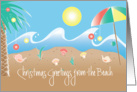 Christmas from Beach, Ornaments on Palm Tree & Umbrella card