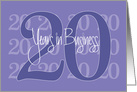 Business Anniversary for 20 Years, Repeated Numbers card