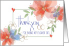 Hand Lettered Floral Thank you to Flower Girl in Wedding with Rings card