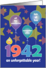 Birthday for 1942, An Unforgettable Year with Balloons & Stars card