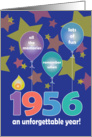 Birthday in 1956, An Unforgettable Year with Balloons & Stars card