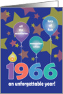 Birthday in Year 1966, Stars and Balloons, An Unforgettable Year card