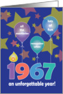 Birthday in Year 1967, Stars and Balloons, An Unforgettable Year card