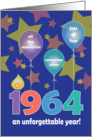 Birthday in Year 1964, Stars and Balloons, An Unforgettable Year card
