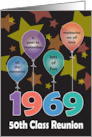 50th Class Reunion for 1969 A Year to Remember Balloons and Stars card