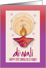 First Diwali as a Family, With Clay Diya, Scrollwork & Radiating Flame card