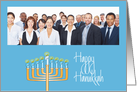 Business Hanukkah with Custom Photo, Menorah with Candles card