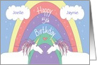 Birthday 5 Year Twin Girls, Magical Unicorns with Custom Names card